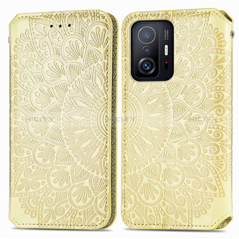 Custodia Portafoglio In Pelle Fantasia Modello Cover con Supporto S01D per Xiaomi Mi 11T 5G Oro