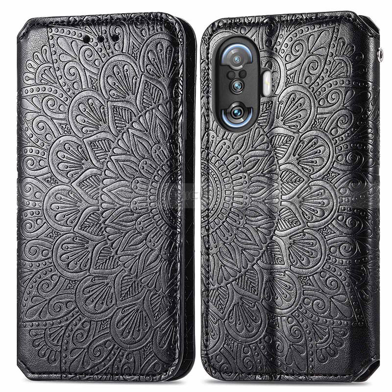 Custodia Portafoglio In Pelle Fantasia Modello Cover con Supporto S01D per Xiaomi Poco F4 GT 5G Nero