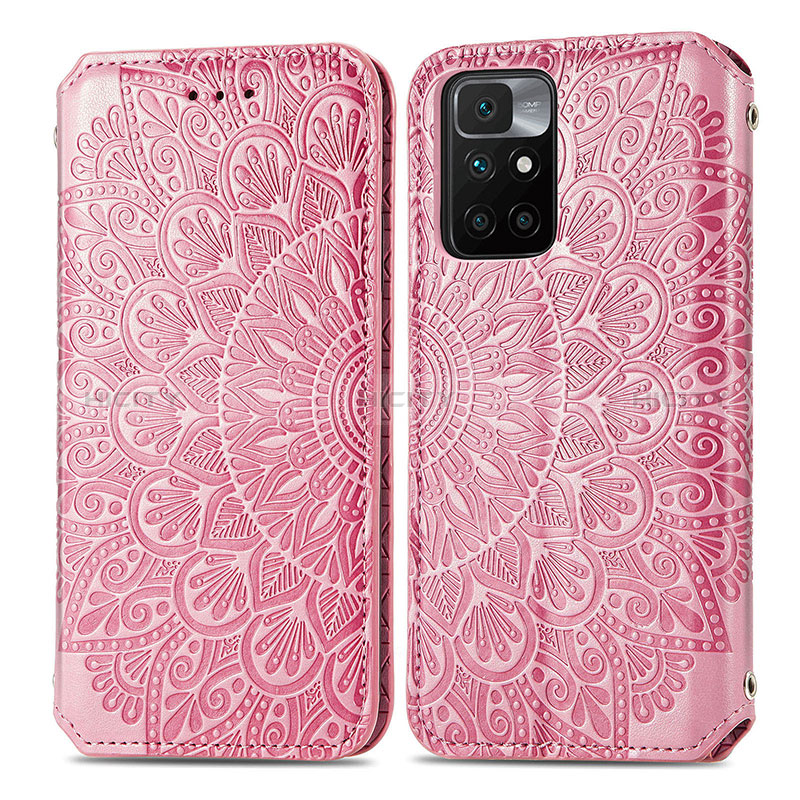 Custodia Portafoglio In Pelle Fantasia Modello Cover con Supporto S01D per Xiaomi Redmi 10 (2022) Oro Rosa