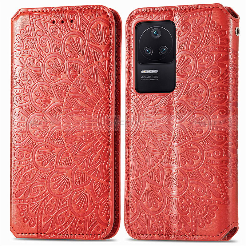 Custodia Portafoglio In Pelle Fantasia Modello Cover con Supporto S01D per Xiaomi Redmi K40S 5G Rosso