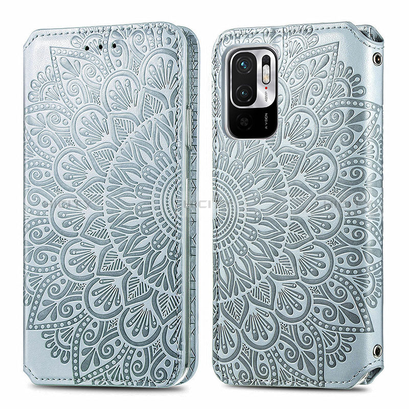 Custodia Portafoglio In Pelle Fantasia Modello Cover con Supporto S01D per Xiaomi Redmi Note 11 SE 5G Argento