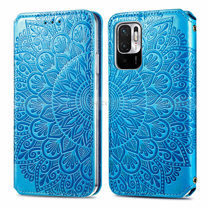 Custodia Portafoglio In Pelle Fantasia Modello Cover con Supporto S01D per Xiaomi Redmi Note 11 SE 5G Blu