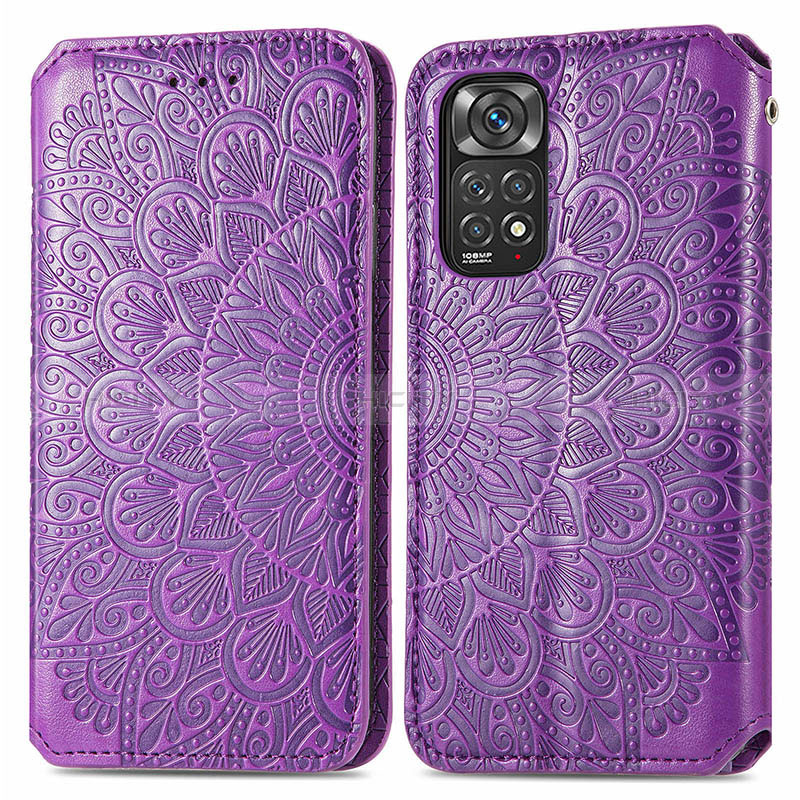 Custodia Portafoglio In Pelle Fantasia Modello Cover con Supporto S01D per Xiaomi Redmi Note 11S 4G Viola