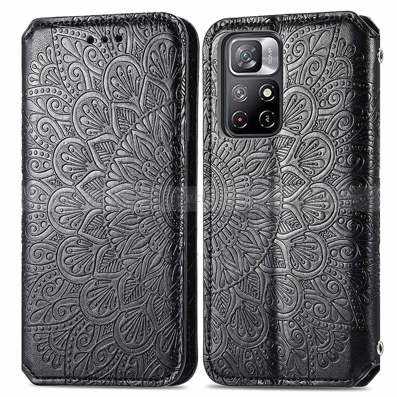 Custodia Portafoglio In Pelle Fantasia Modello Cover con Supporto S01D per Xiaomi Redmi Note 11S 5G Nero