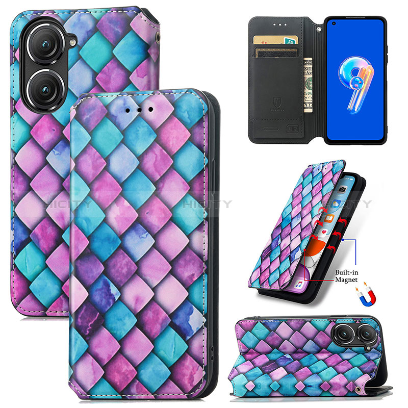 Custodia Portafoglio In Pelle Fantasia Modello Cover con Supporto S02D per Asus Zenfone 9