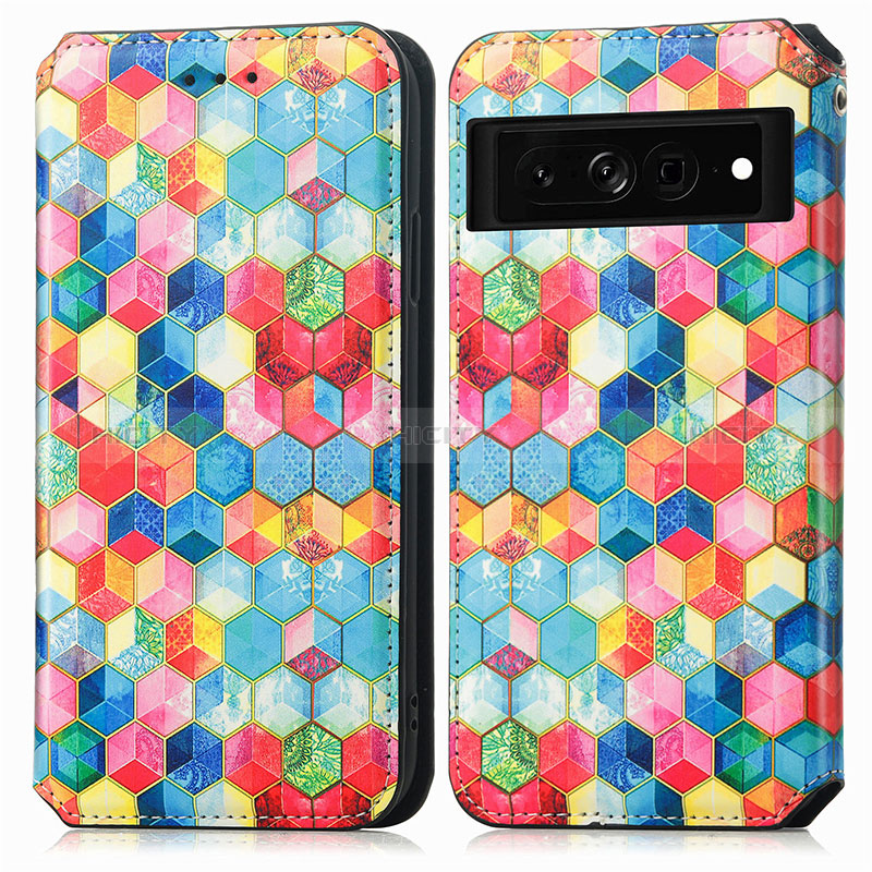 Custodia Portafoglio In Pelle Fantasia Modello Cover con Supporto S02D per Google Pixel 7 Pro 5G