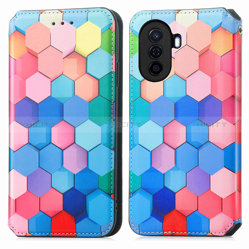 Custodia Portafoglio In Pelle Fantasia Modello Cover con Supporto S02D per Huawei Enjoy 50