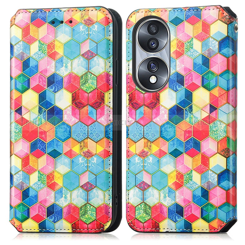 Custodia Portafoglio In Pelle Fantasia Modello Cover con Supporto S02D per Huawei Honor 70 5G