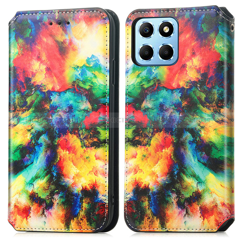 Custodia Portafoglio In Pelle Fantasia Modello Cover con Supporto S02D per Huawei Honor 70 Lite 5G Multicolore