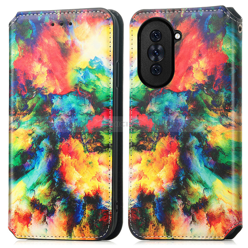 Custodia Portafoglio In Pelle Fantasia Modello Cover con Supporto S02D per Huawei Nova 10 Multicolore