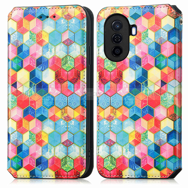 Custodia Portafoglio In Pelle Fantasia Modello Cover con Supporto S02D per Huawei Nova Y70