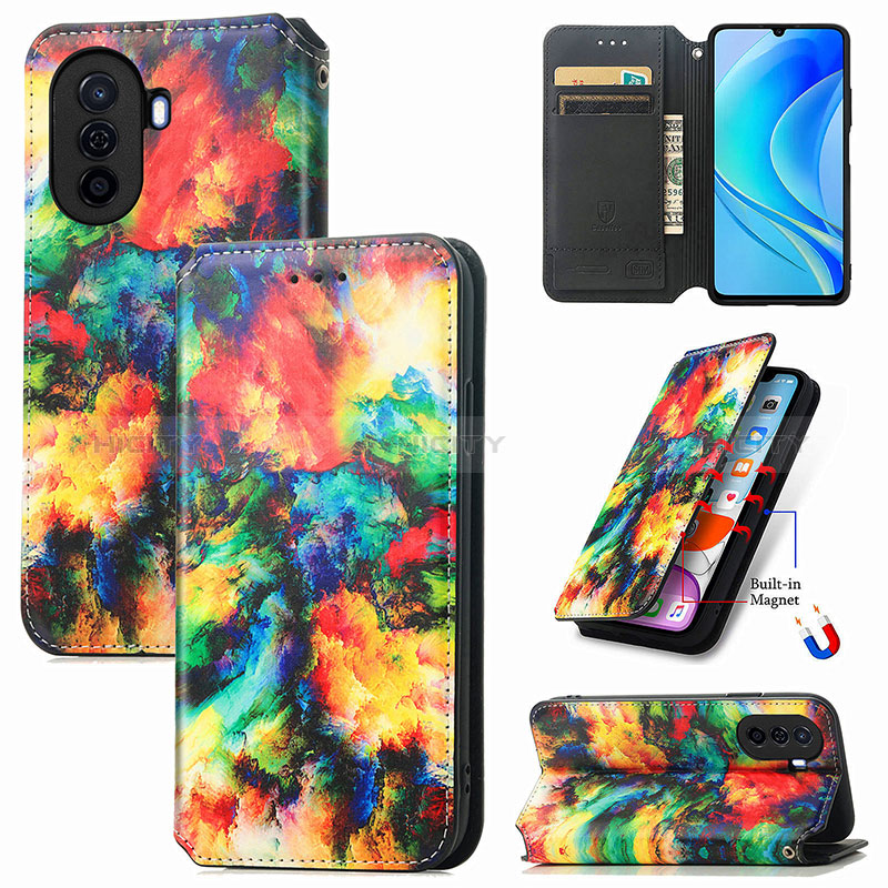 Custodia Portafoglio In Pelle Fantasia Modello Cover con Supporto S02D per Huawei Nova Y70