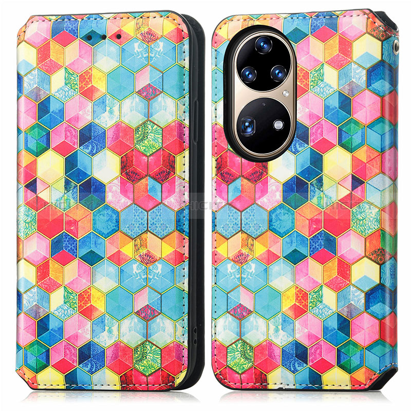 Custodia Portafoglio In Pelle Fantasia Modello Cover con Supporto S02D per Huawei P50