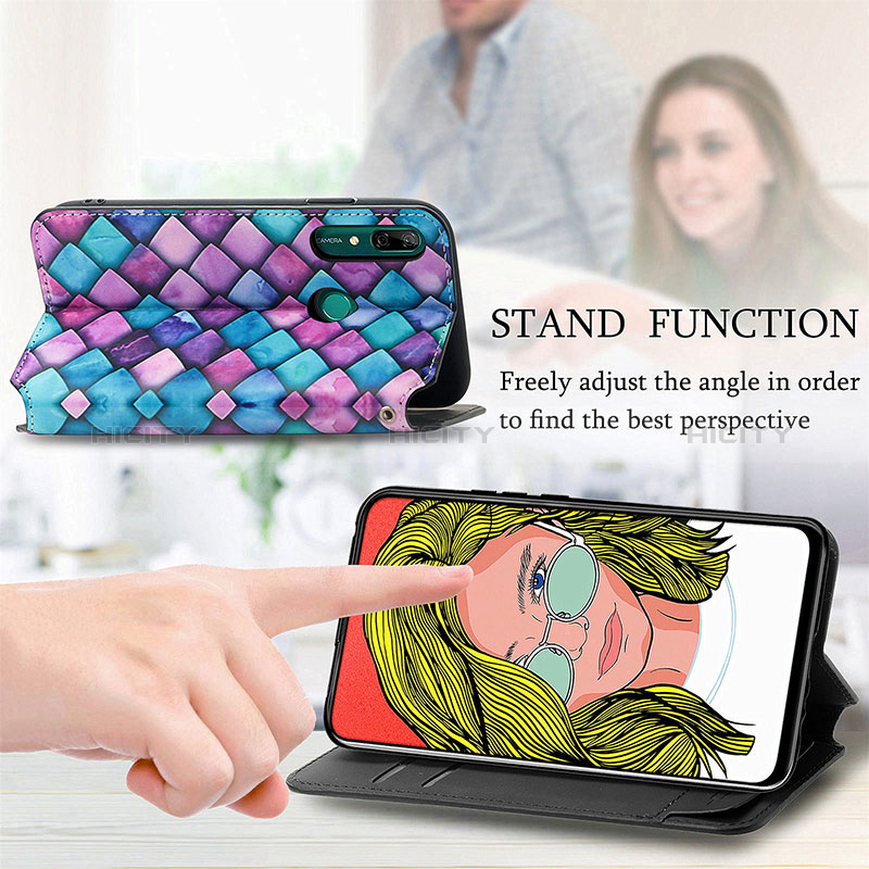 Custodia Portafoglio In Pelle Fantasia Modello Cover con Supporto S02D per Huawei Y9 Prime (2019)