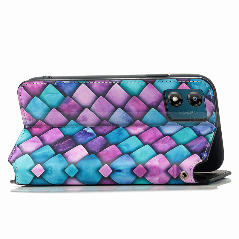 Custodia Portafoglio In Pelle Fantasia Modello Cover con Supporto S02D per Motorola Moto E13