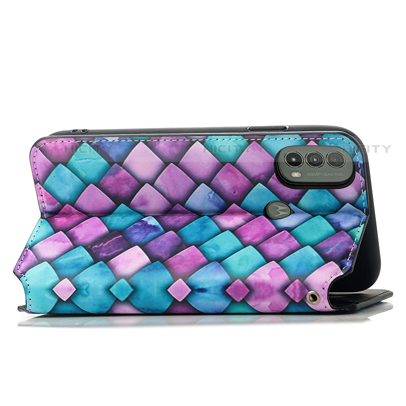 Custodia Portafoglio In Pelle Fantasia Modello Cover con Supporto S02D per Motorola Moto E30