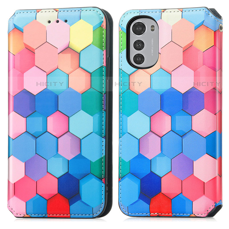 Custodia Portafoglio In Pelle Fantasia Modello Cover con Supporto S02D per Motorola Moto E32 Colorato