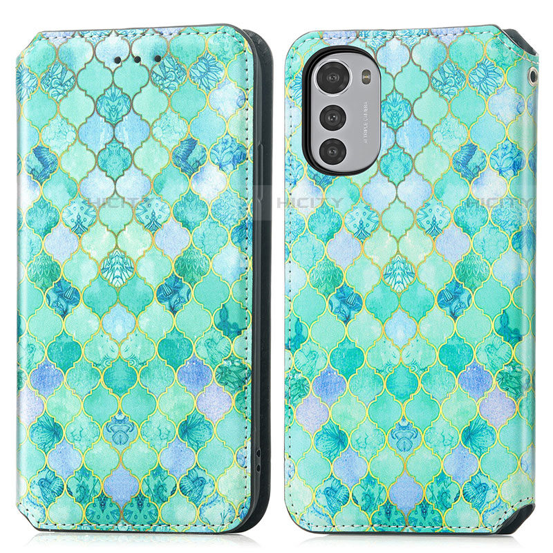 Custodia Portafoglio In Pelle Fantasia Modello Cover con Supporto S02D per Motorola Moto E32s