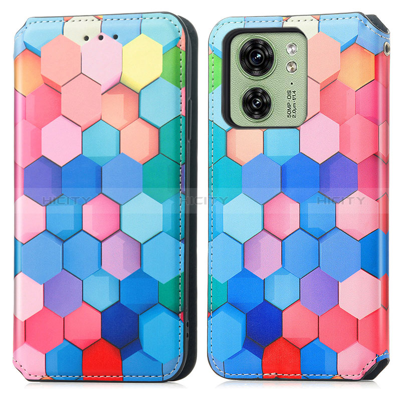 Custodia Portafoglio In Pelle Fantasia Modello Cover con Supporto S02D per Motorola Moto Edge (2023) 5G Colorato