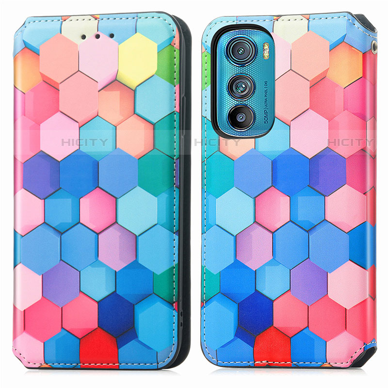 Custodia Portafoglio In Pelle Fantasia Modello Cover con Supporto S02D per Motorola Moto Edge 30 5G Colorato