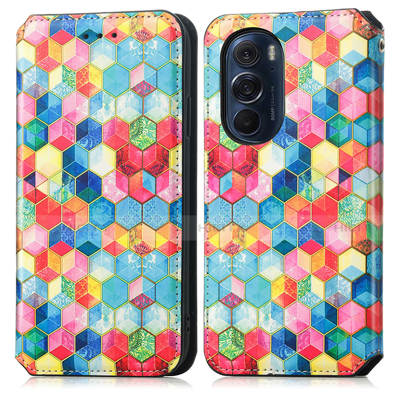 Custodia Portafoglio In Pelle Fantasia Modello Cover con Supporto S02D per Motorola Moto Edge 30 Pro 5G