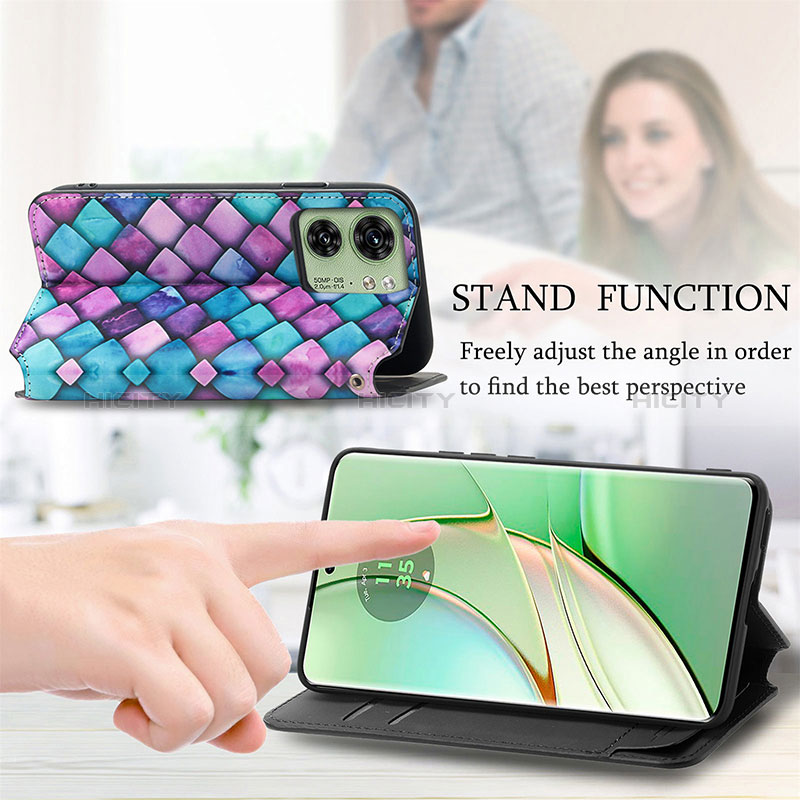 Custodia Portafoglio In Pelle Fantasia Modello Cover con Supporto S02D per Motorola Moto Edge 40 5G