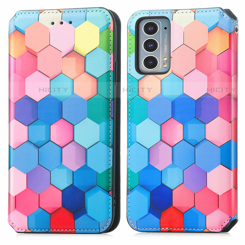 Custodia Portafoglio In Pelle Fantasia Modello Cover con Supporto S02D per Motorola Moto Edge Lite 5G Colorato