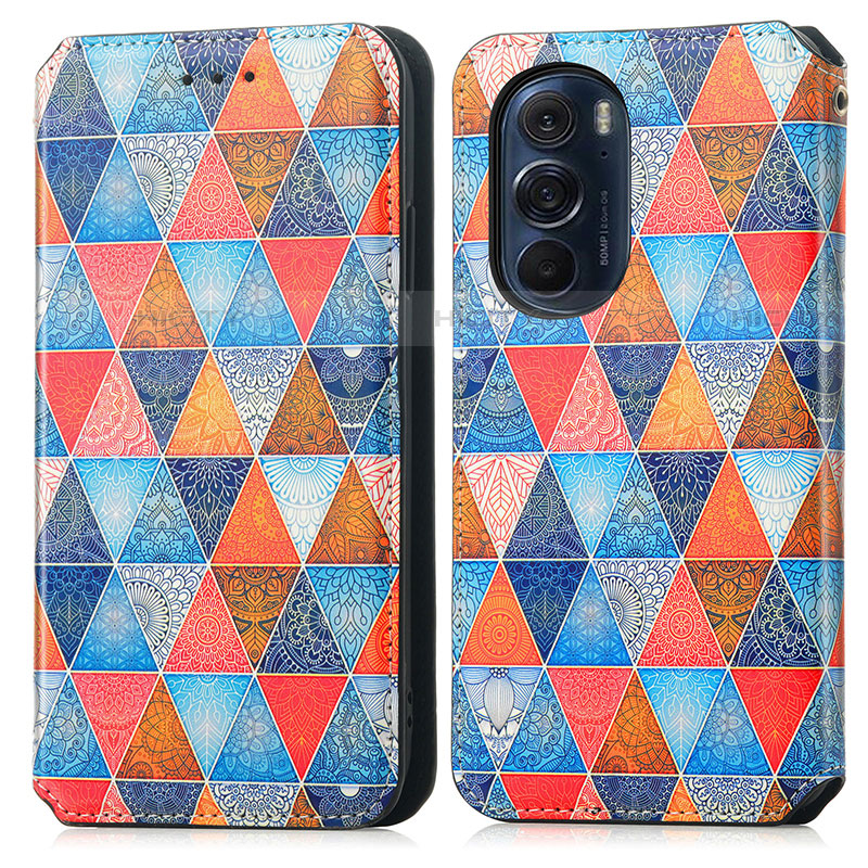 Custodia Portafoglio In Pelle Fantasia Modello Cover con Supporto S02D per Motorola Moto Edge Plus (2022) 5G