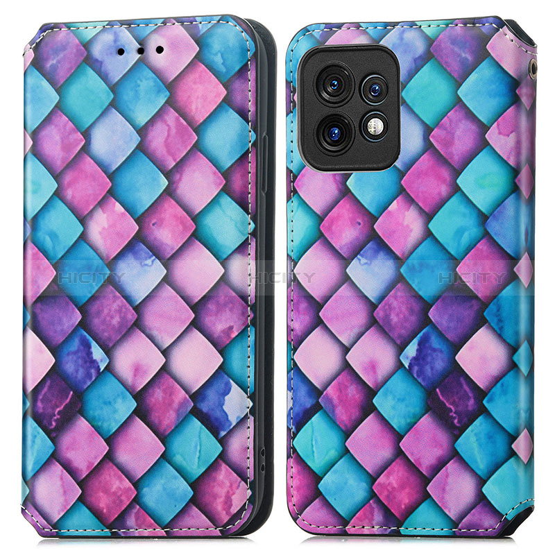 Custodia Portafoglio In Pelle Fantasia Modello Cover con Supporto S02D per Motorola Moto Edge Plus (2023) 5G Viola