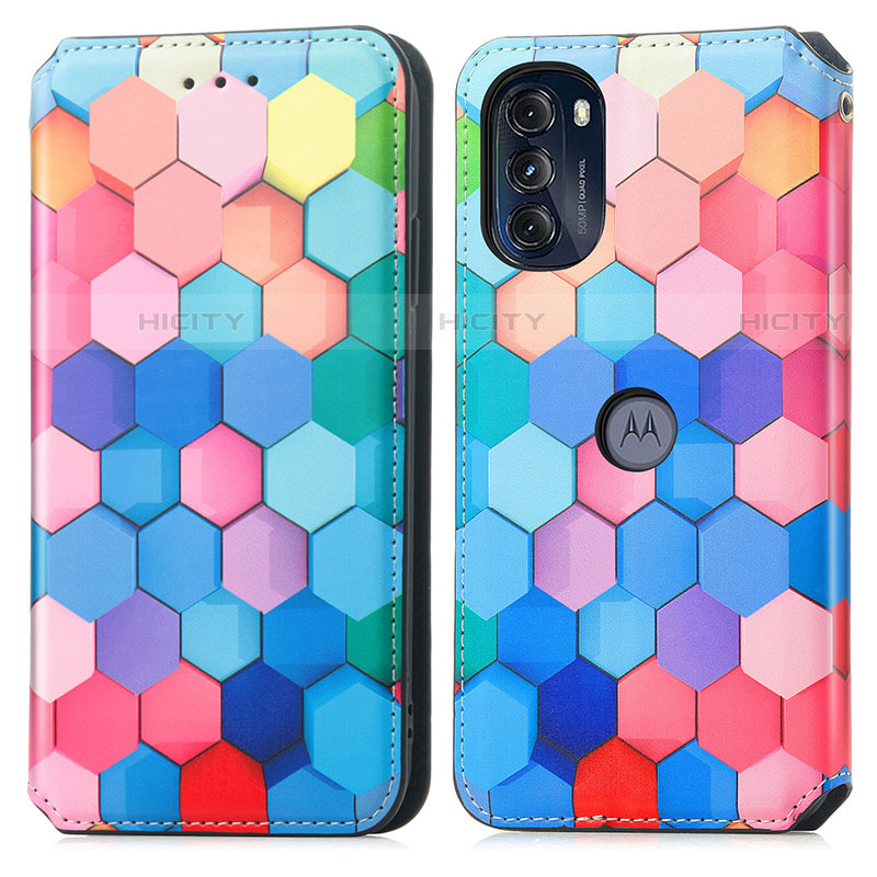 Custodia Portafoglio In Pelle Fantasia Modello Cover con Supporto S02D per Motorola Moto G 5G (2022)