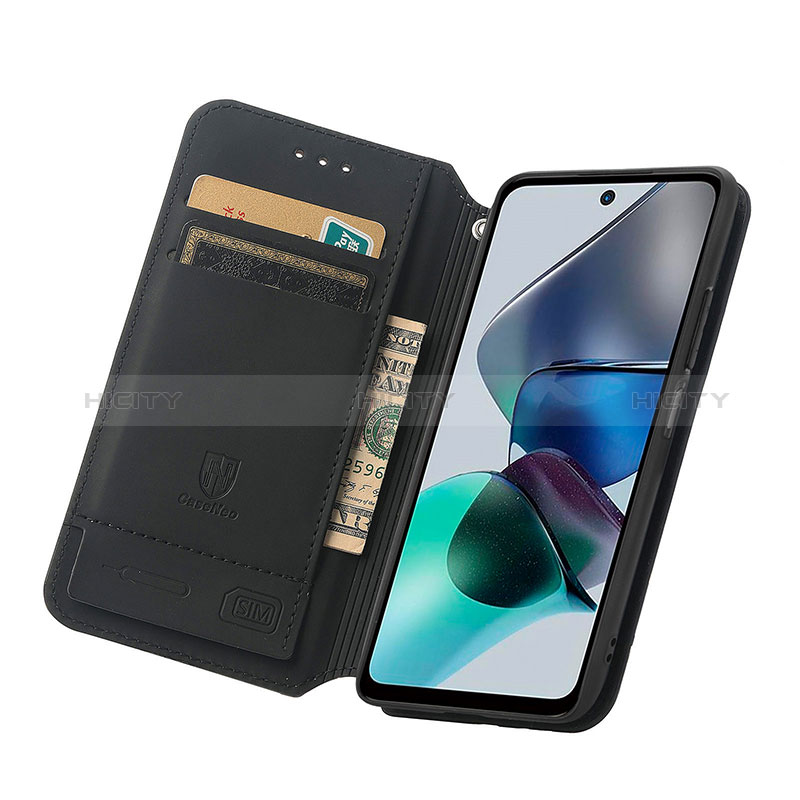 Custodia Portafoglio In Pelle Fantasia Modello Cover con Supporto S02D per Motorola Moto G13