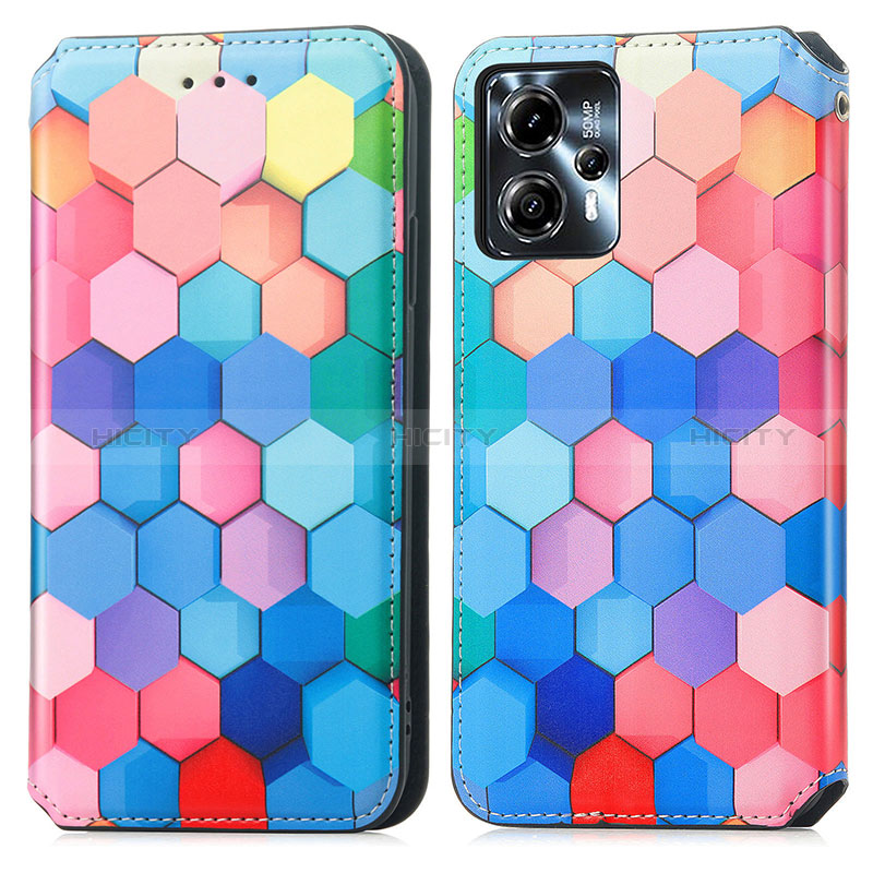 Custodia Portafoglio In Pelle Fantasia Modello Cover con Supporto S02D per Motorola Moto G13