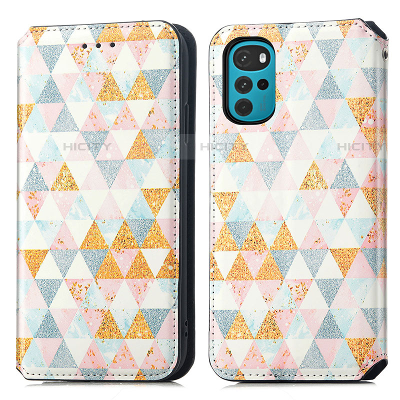 Custodia Portafoglio In Pelle Fantasia Modello Cover con Supporto S02D per Motorola Moto G22