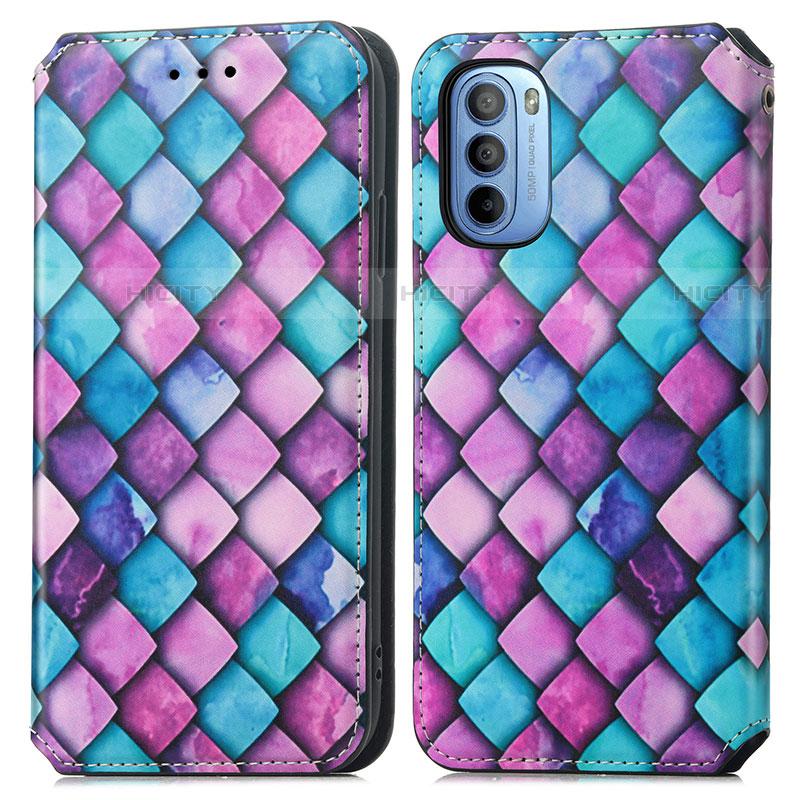 Custodia Portafoglio In Pelle Fantasia Modello Cover con Supporto S02D per Motorola Moto G41