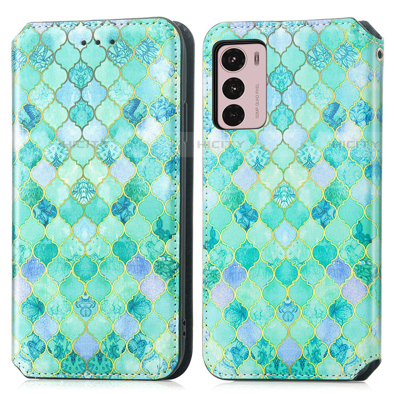 Custodia Portafoglio In Pelle Fantasia Modello Cover con Supporto S02D per Motorola Moto G42