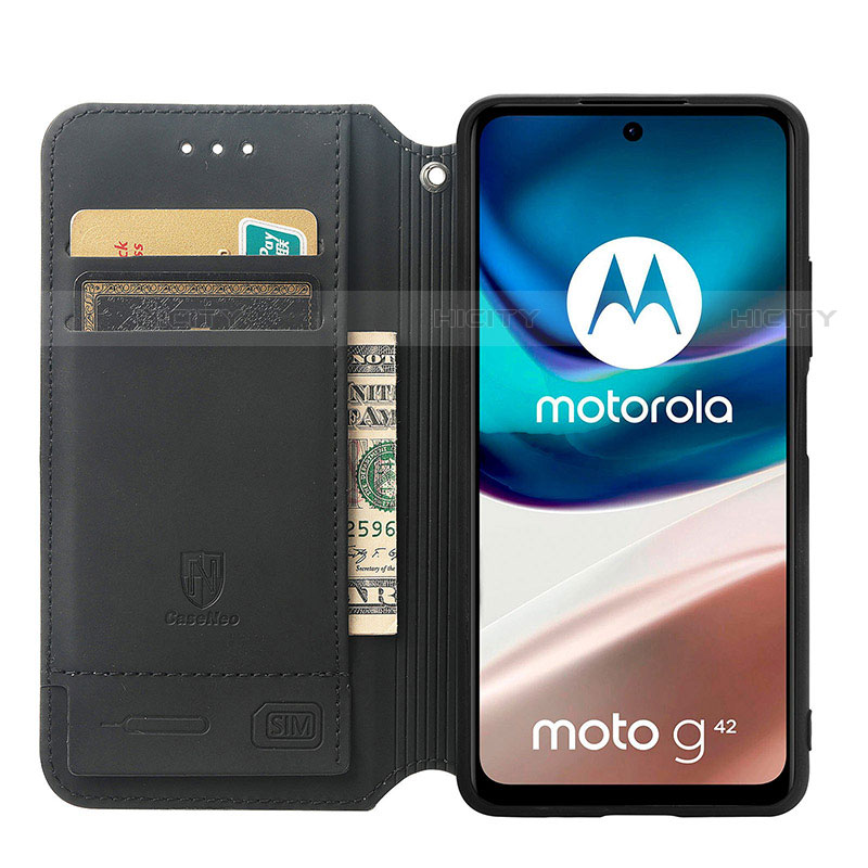 Custodia Portafoglio In Pelle Fantasia Modello Cover con Supporto S02D per Motorola Moto G42