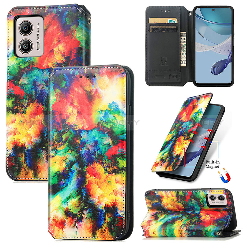 Custodia Portafoglio In Pelle Fantasia Modello Cover con Supporto S02D per Motorola Moto G53 5G