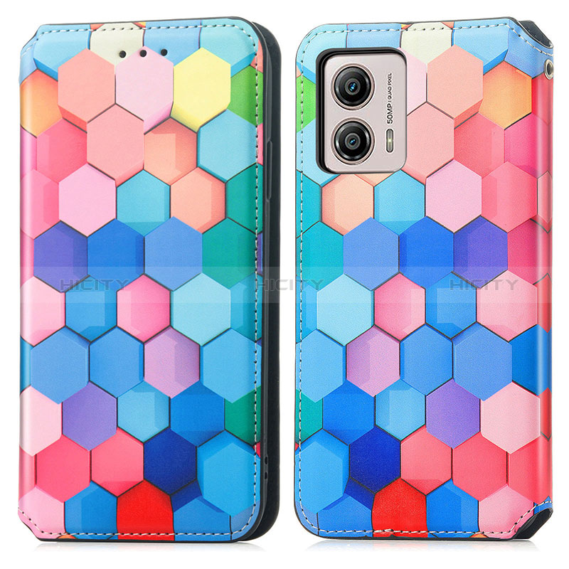 Custodia Portafoglio In Pelle Fantasia Modello Cover con Supporto S02D per Motorola Moto G53 5G Colorato