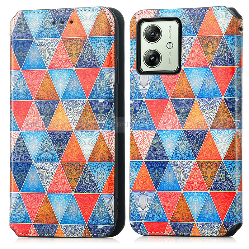 Custodia Portafoglio In Pelle Fantasia Modello Cover con Supporto S02D per Motorola Moto G54 5G