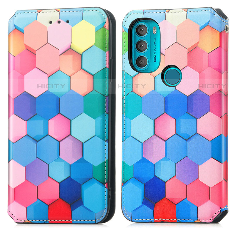 Custodia Portafoglio In Pelle Fantasia Modello Cover con Supporto S02D per Motorola Moto G71 5G Colorato