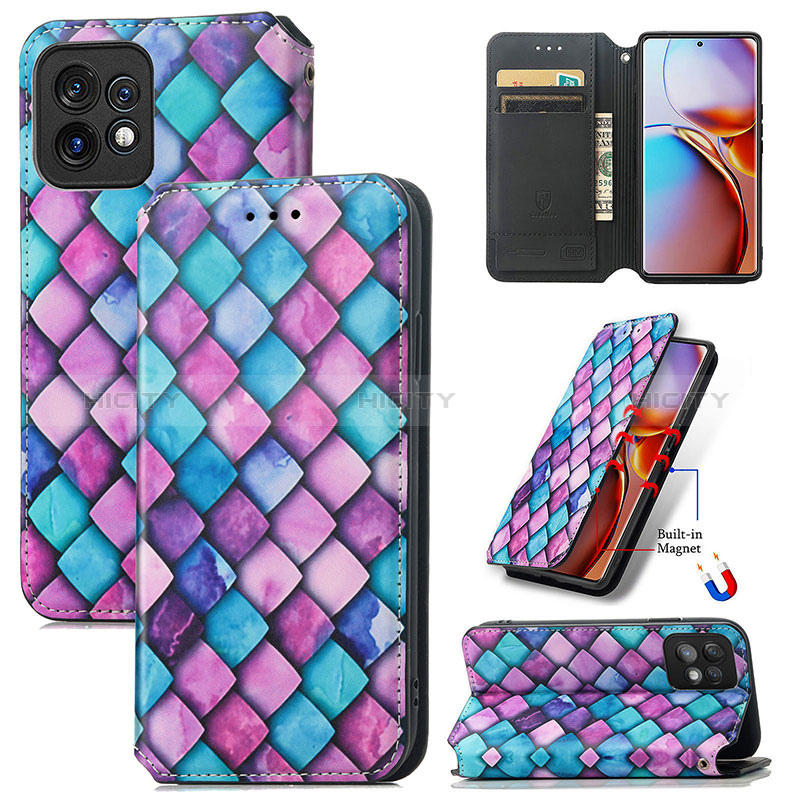 Custodia Portafoglio In Pelle Fantasia Modello Cover con Supporto S02D per Motorola Moto X40 5G