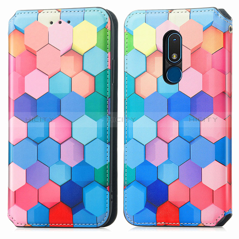 Custodia Portafoglio In Pelle Fantasia Modello Cover con Supporto S02D per Nokia C3 Colorato