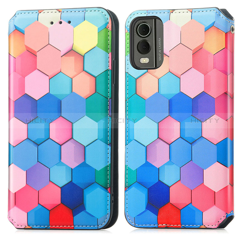 Custodia Portafoglio In Pelle Fantasia Modello Cover con Supporto S02D per Nokia C32 Colorato