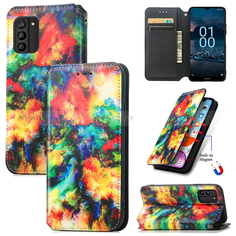 Custodia Portafoglio In Pelle Fantasia Modello Cover con Supporto S02D per Nokia G100