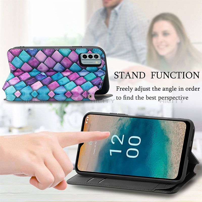 Custodia Portafoglio In Pelle Fantasia Modello Cover con Supporto S02D per Nokia G22