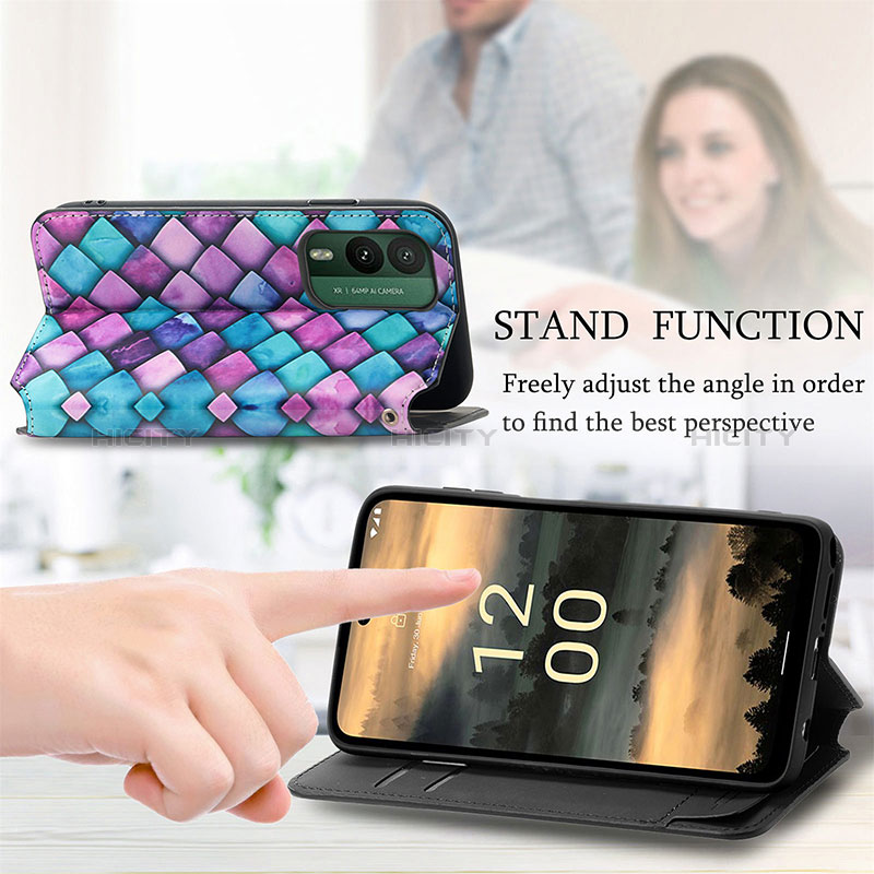 Custodia Portafoglio In Pelle Fantasia Modello Cover con Supporto S02D per Nokia XR21