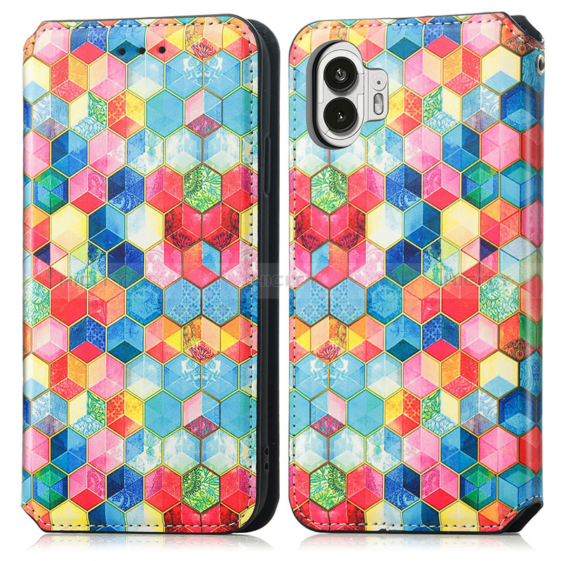 Custodia Portafoglio In Pelle Fantasia Modello Cover con Supporto S02D per Nothing Phone 2