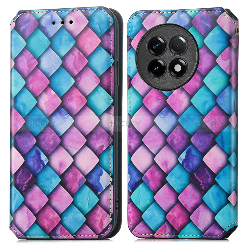 Custodia Portafoglio In Pelle Fantasia Modello Cover con Supporto S02D per OnePlus 11R 5G Viola