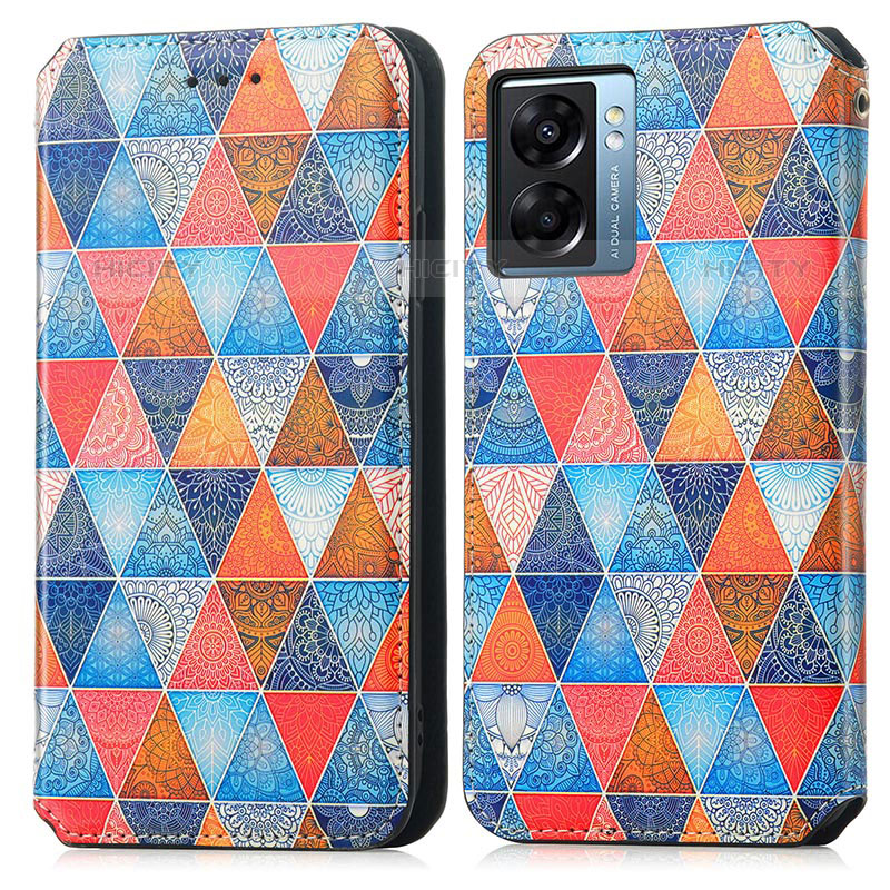 Custodia Portafoglio In Pelle Fantasia Modello Cover con Supporto S02D per OnePlus Nord N300 5G Marrone