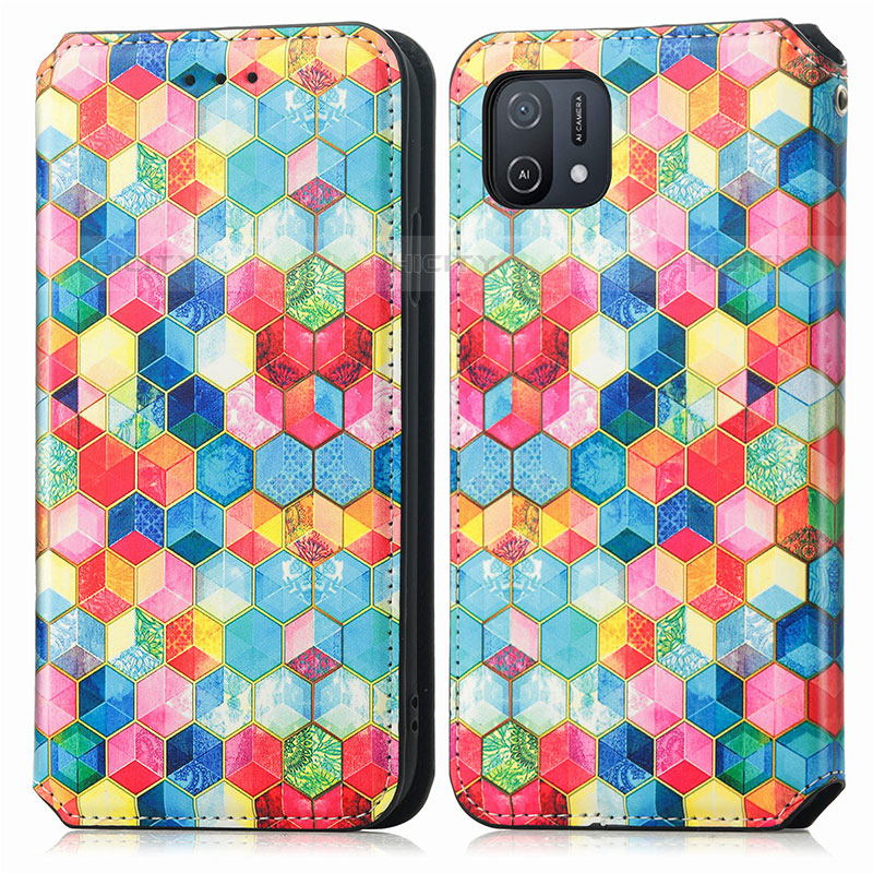 Custodia Portafoglio In Pelle Fantasia Modello Cover con Supporto S02D per Oppo A16e Multicolore